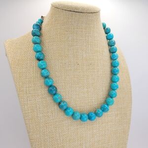 DI Bold Chunky Turquoise Beaded 18" +3 Necklace with Sterling Silver End Caps
